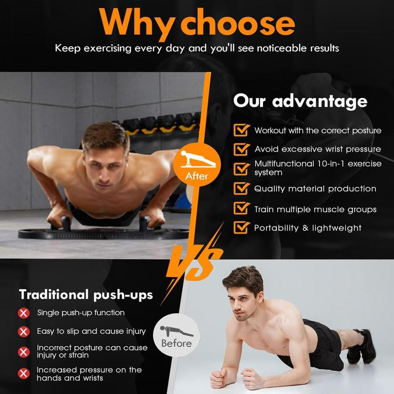 【Upgraded Version】Push-Up Board, 1 Set Push-Up Training Board, Home Push-Up Training Board, Pull Bar, Chest Muscle, Abdominal Muscle Training Equipment for Men & Women, Push Board, Fitness Enthusiasts, Upper Body Strength, Portable Design