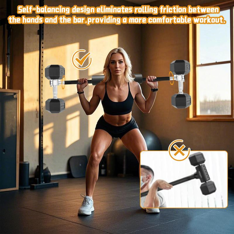 Marchmars Dumbbell Converter -Convert Dumbbells to Barbell Set for Home Fitness - Adiustable &Up to 200 Lb Capacity Weight Barbell for Weight Lifting Taking Pictures after Training Will Look Better Gym Equipment