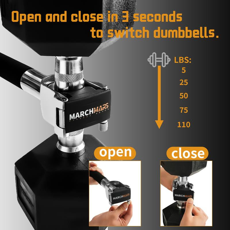 Marchmars Dumbbell Converter -Convert Dumbbells to Barbell Set for Home Fitness - Adiustable &Up to 200 Lb Capacity Weight Barbell for Weight Lifting Taking Pictures after Training Will Look Better Gym Equipment