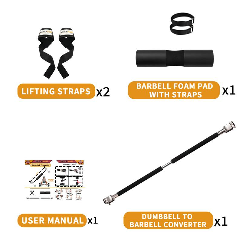 Marchmars Dumbbell Converter -Convert Dumbbells to Barbell Set for Home Fitness - Adiustable &Up to 200 Lb Capacity Weight Barbell for Weight Lifting Taking Pictures after Training Will Look Better Gym Equipment